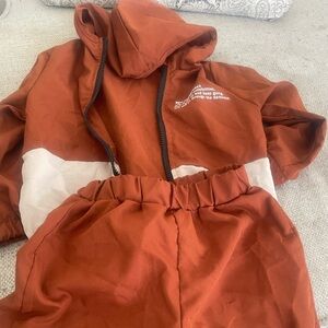 Rust and White Hooded Tracksuit